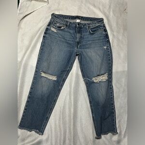 Fashion Nova Blue Distressed Straight Leg Jeans